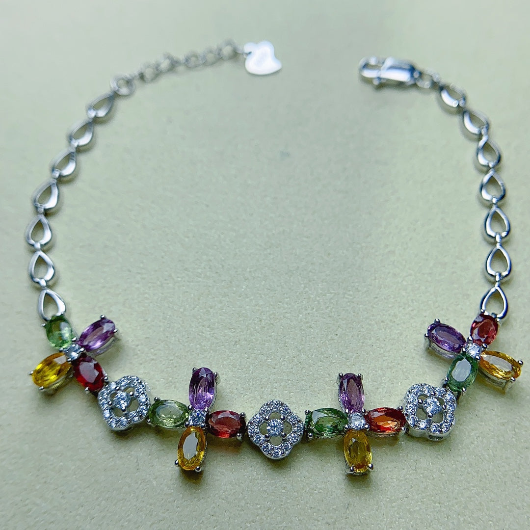 Natural Magnesium Aluminum Garnet Necklace 4x6mm Rose Gold Setting 925 Silver Simple Fashion Pendant For Women