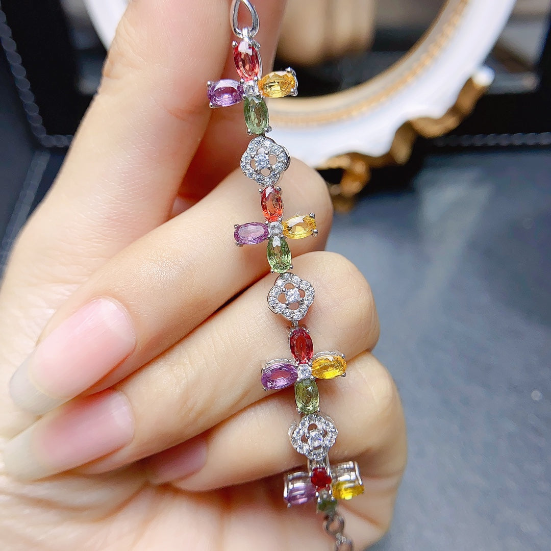 Natural Magnesium Aluminum Garnet Necklace 4x6mm Rose Gold Setting 925 Silver Simple Fashion Pendant For Women