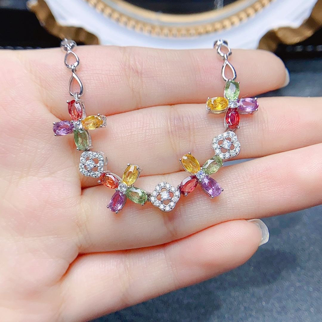 Natural Magnesium Aluminum Garnet Necklace 4x6mm Rose Gold Setting 925 Silver Simple Fashion Pendant For Women