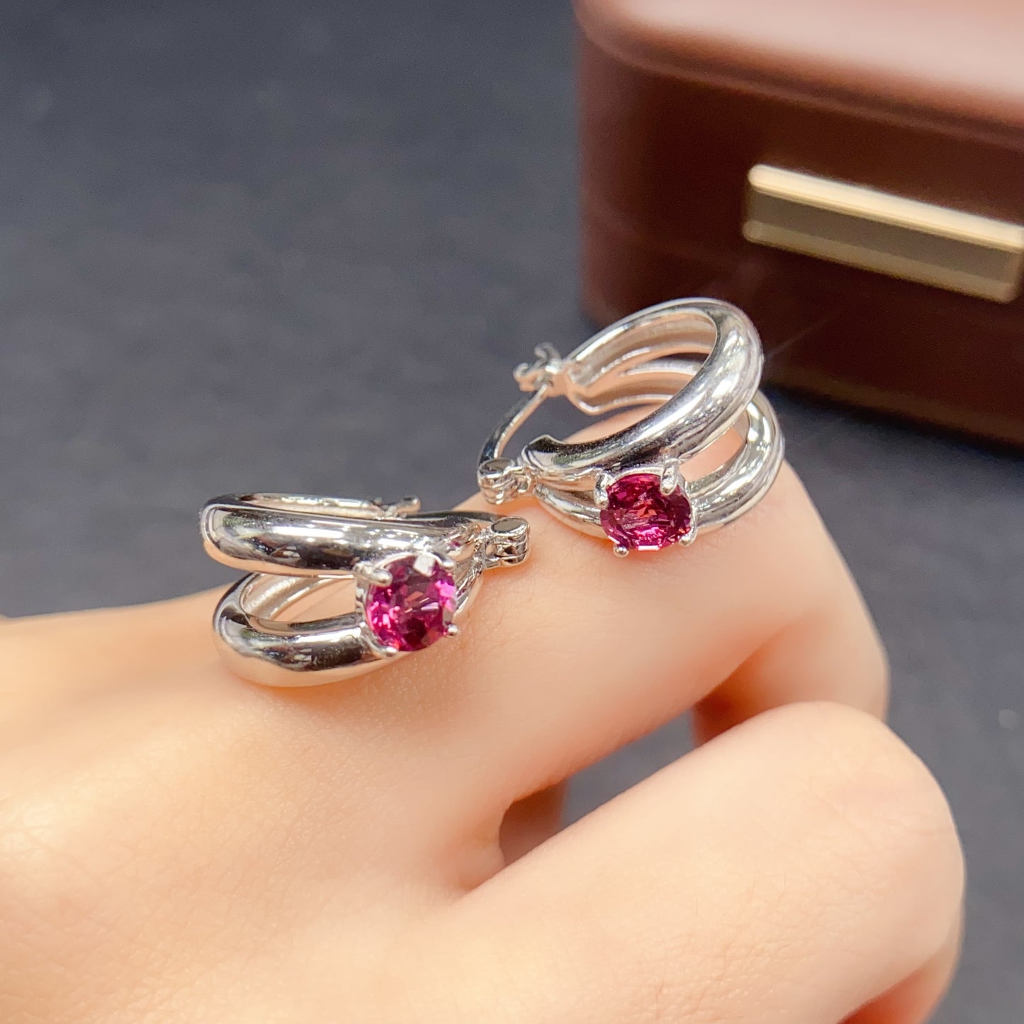 Natural Magnesium Aluminum Garnet Earrings Studs & Cuffs 5x5mm Fire Flash 925 Silver Fine Jewelry For Women