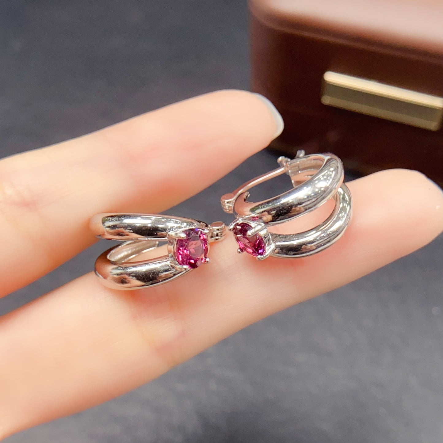 Natural Magnesium Aluminum Garnet Earrings Studs & Cuffs 5x5mm Fire Flash 925 Silver Fine Jewelry For Women