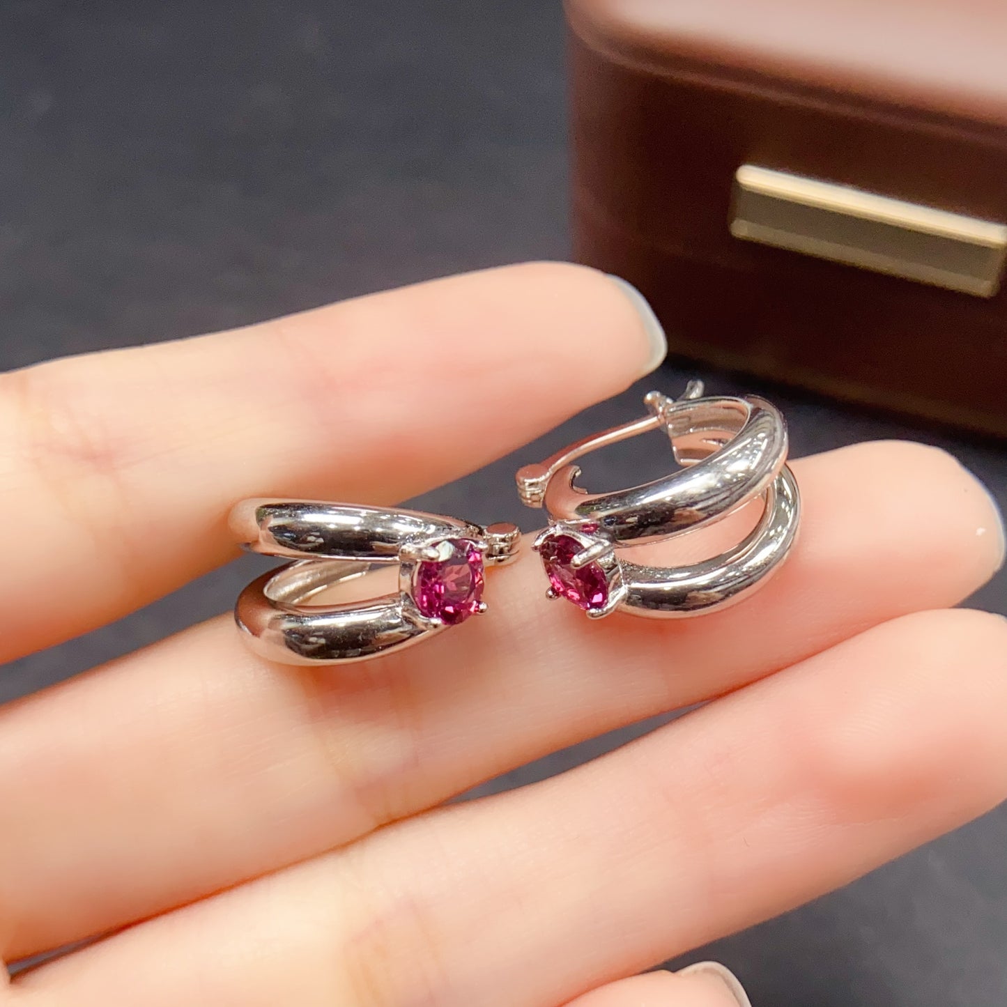 Natural Magnesium Aluminum Garnet Earrings Studs & Cuffs 5x5mm Fire Flash 925 Silver Fine Jewelry For Women