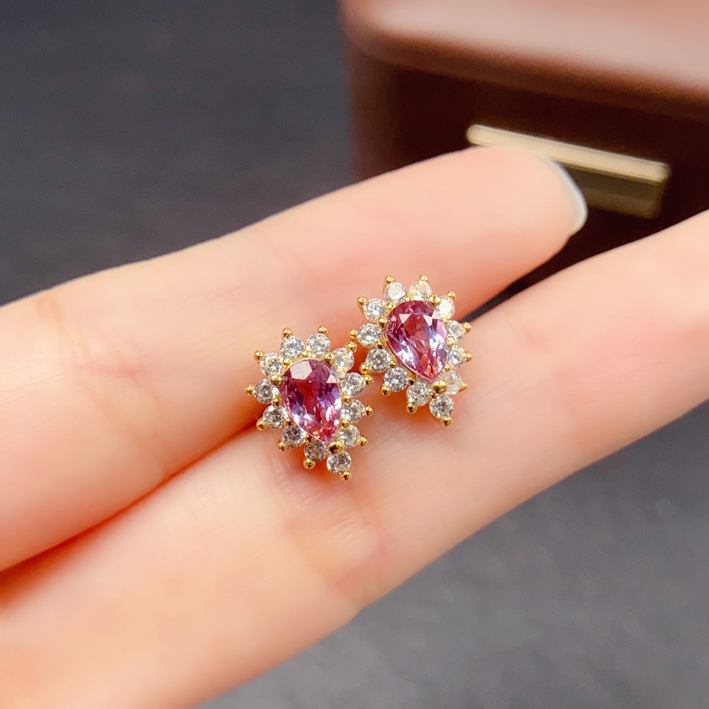 Natural Alexandrite Earrings Teardrop Shape 4x5mm Color Change Fire Flash 925 Silver Fine Jewelry For Women