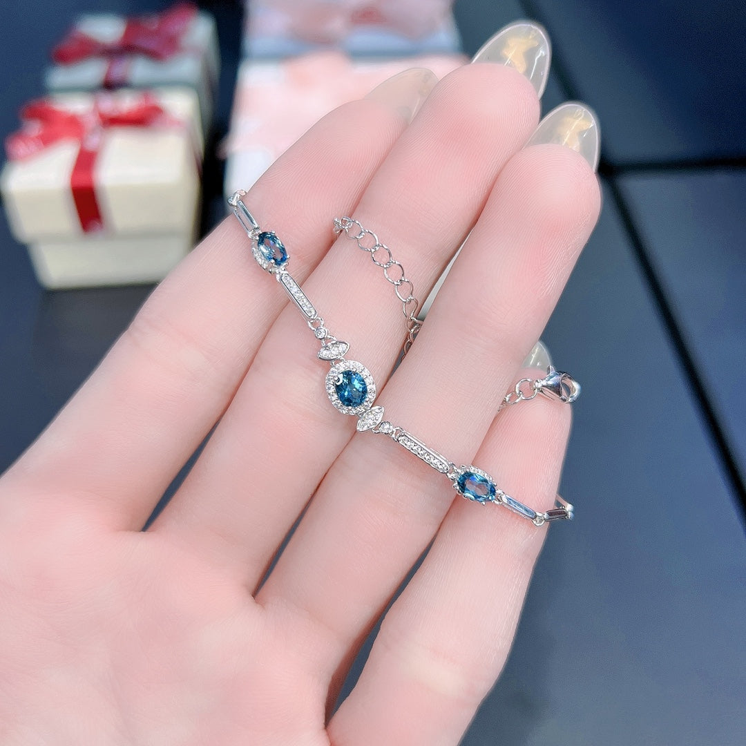 Natural Gradient Topaz Bracelet 3x5mm 4x5mm High Clarity 925 Silver Simple Fashion Jewelry For Women