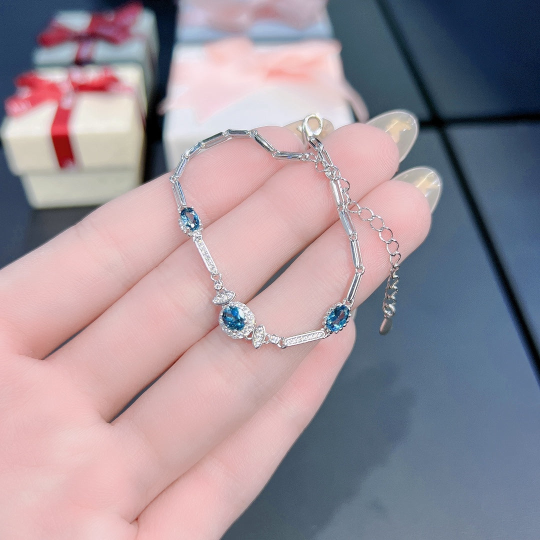 Natural Gradient Topaz Bracelet 3x5mm 4x5mm High Clarity 925 Silver Simple Fashion Jewelry For Women