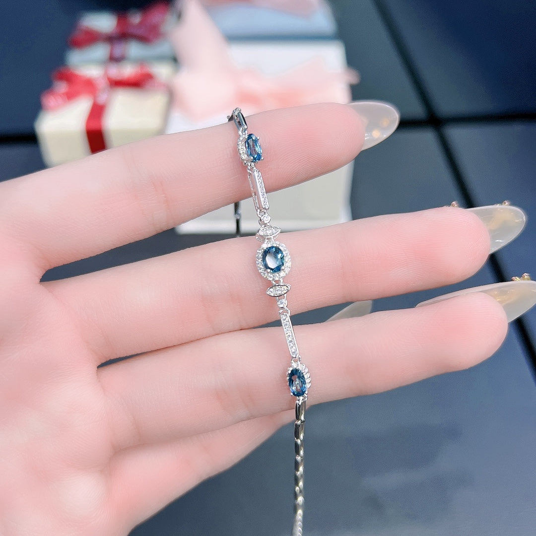 Natural Gradient Topaz Bracelet 3x5mm 4x5mm High Clarity 925 Silver Simple Fashion Jewelry For Women