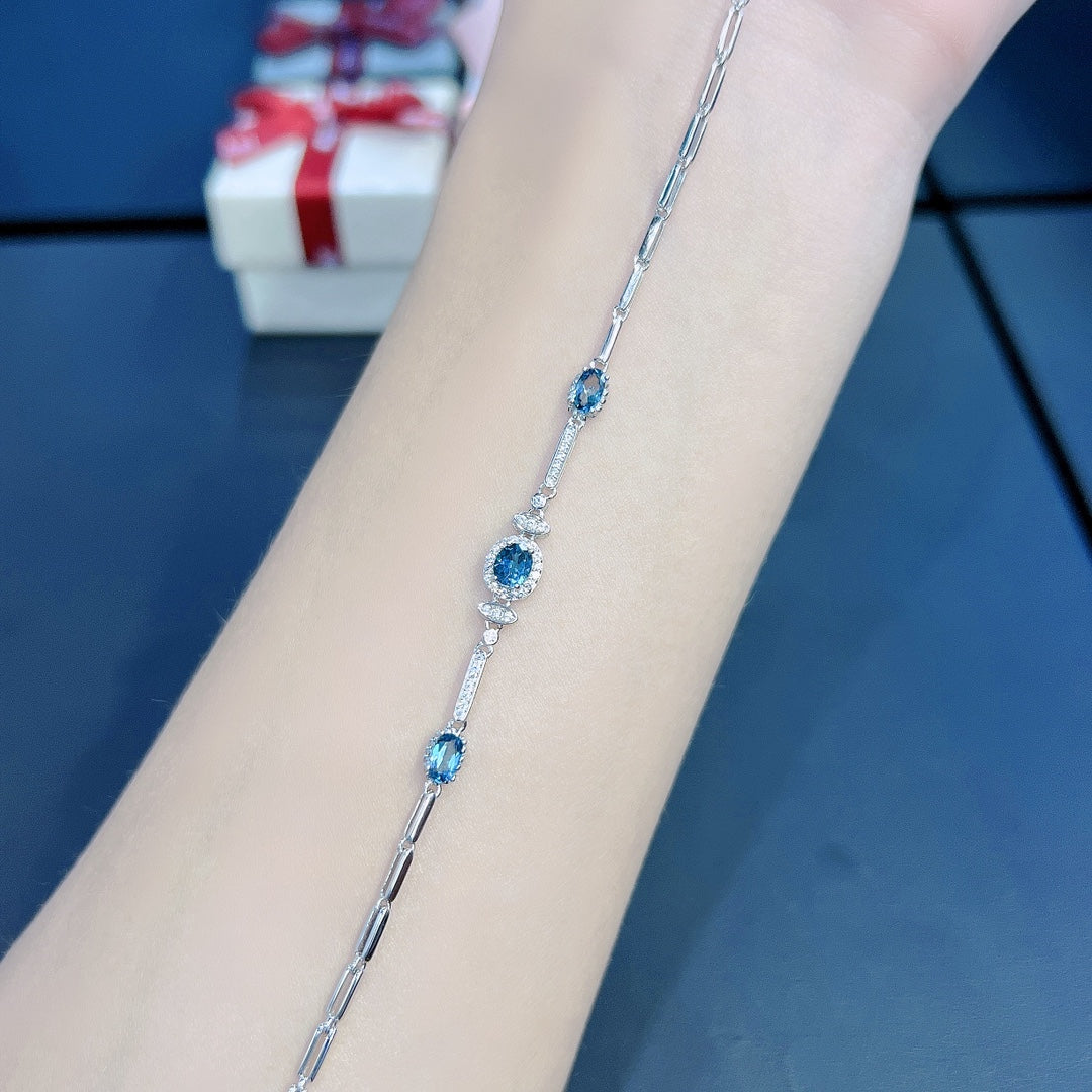 Natural Gradient Topaz Bracelet 3x5mm 4x5mm High Clarity 925 Silver Simple Fashion Jewelry For Women
