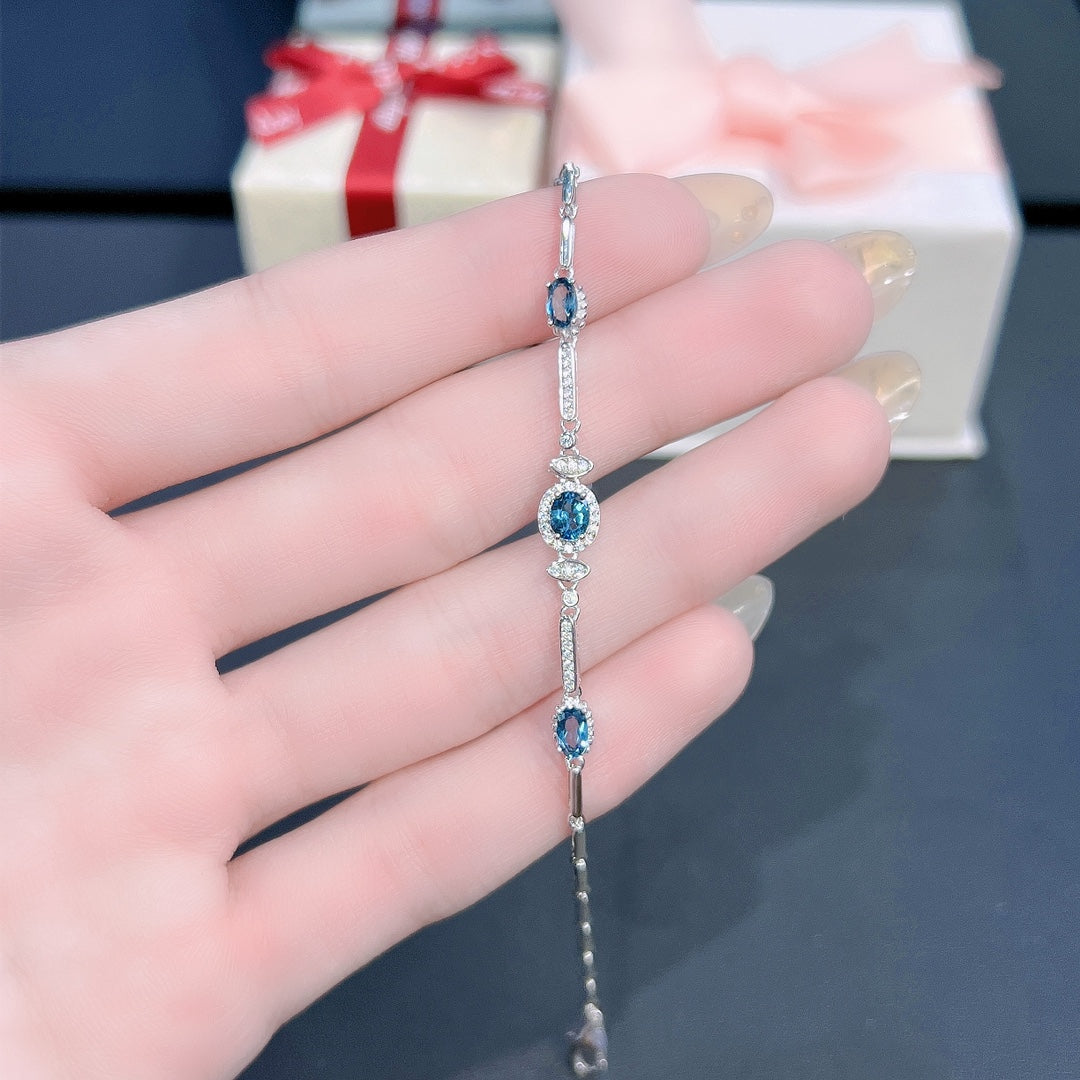 Natural Gradient Topaz Bracelet 3x5mm 4x5mm High Clarity 925 Silver Simple Fashion Jewelry For Women