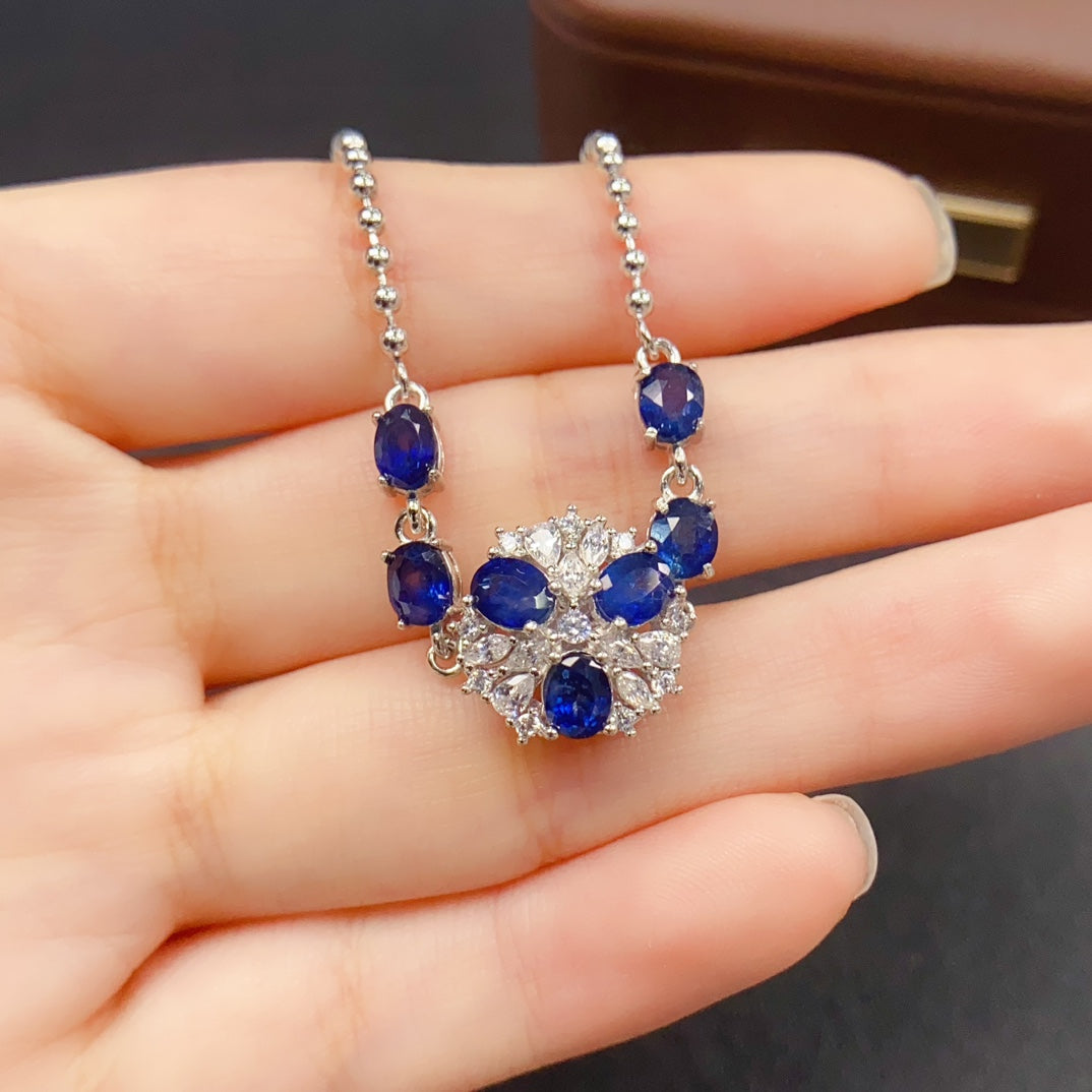 Natural Sapphire Bracelet | 4*5mm Genuine Gemstone Tennis Bracelet | 925 Silver Gold Plated Jewelry | Dainty Stacking Birthday Gift For Women
