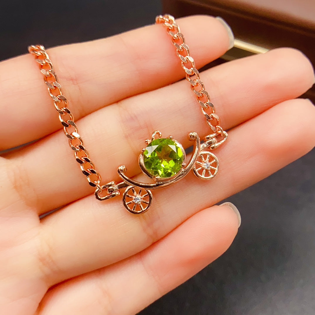 Natural Peridot Bracelet | Round Cut Rose Gold Plated Bracelet | 8*8mm Genuine Gemstone | 925 Silver Summer Jewelry | Dainty Statement Gift For Women