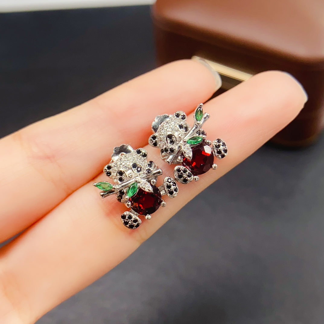 Natural Garnet 3PCS Jewelry Set | Stud Earrings Pendant Ring Set | 6*6mm Genuine Gemstone | 925 Silver Matching套装 | Birthday Gift For Women