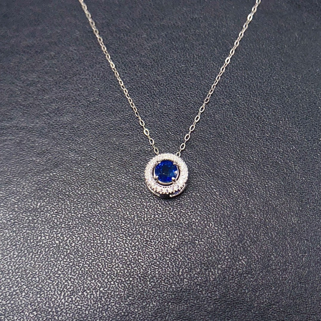 Natural Sapphire Pendant | Princess Cut Square Design Necklace | 5*5mm Genuine Gemstone | 925 Silver Dainty Chain | September Birthstone Gift For Women
