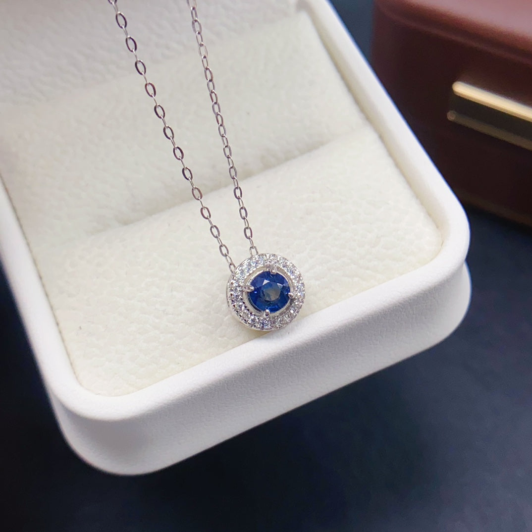 Natural Sapphire Pendant | Princess Cut Square Design Necklace | 5*5mm Genuine Gemstone | 925 Silver Dainty Chain | September Birthstone Gift For Women