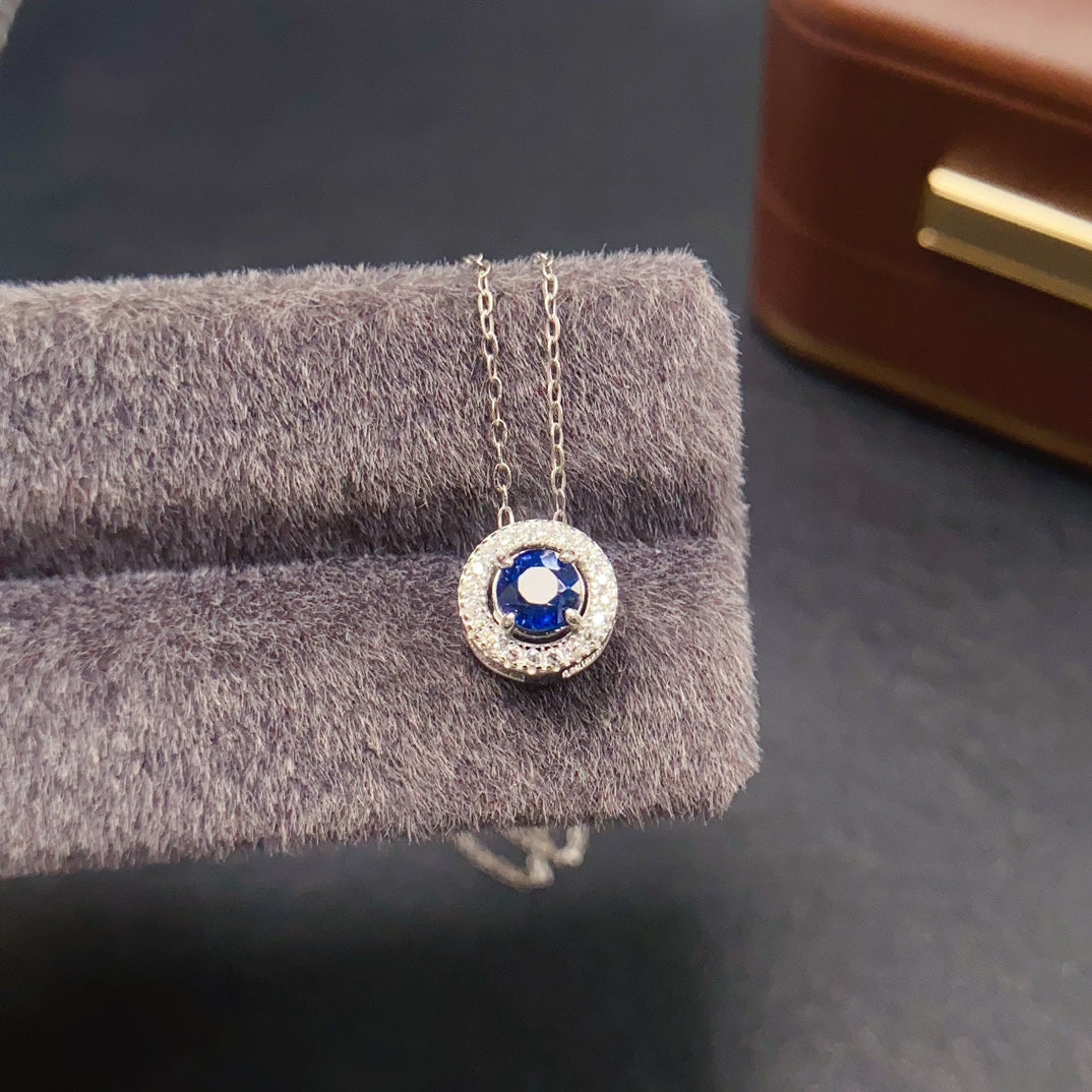 Natural Sapphire Pendant | Princess Cut Square Design Necklace | 5*5mm Genuine Gemstone | 925 Silver Dainty Chain | September Birthstone Gift For Women