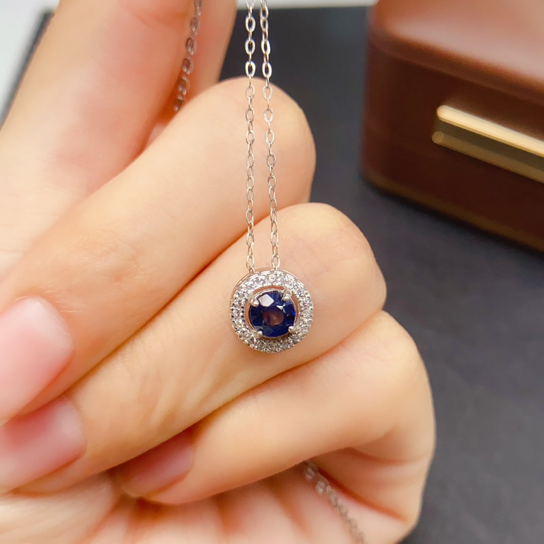 Natural Sapphire Pendant | Princess Cut Square Design Necklace | 5*5mm Genuine Gemstone | 925 Silver Dainty Chain | September Birthstone Gift For Women