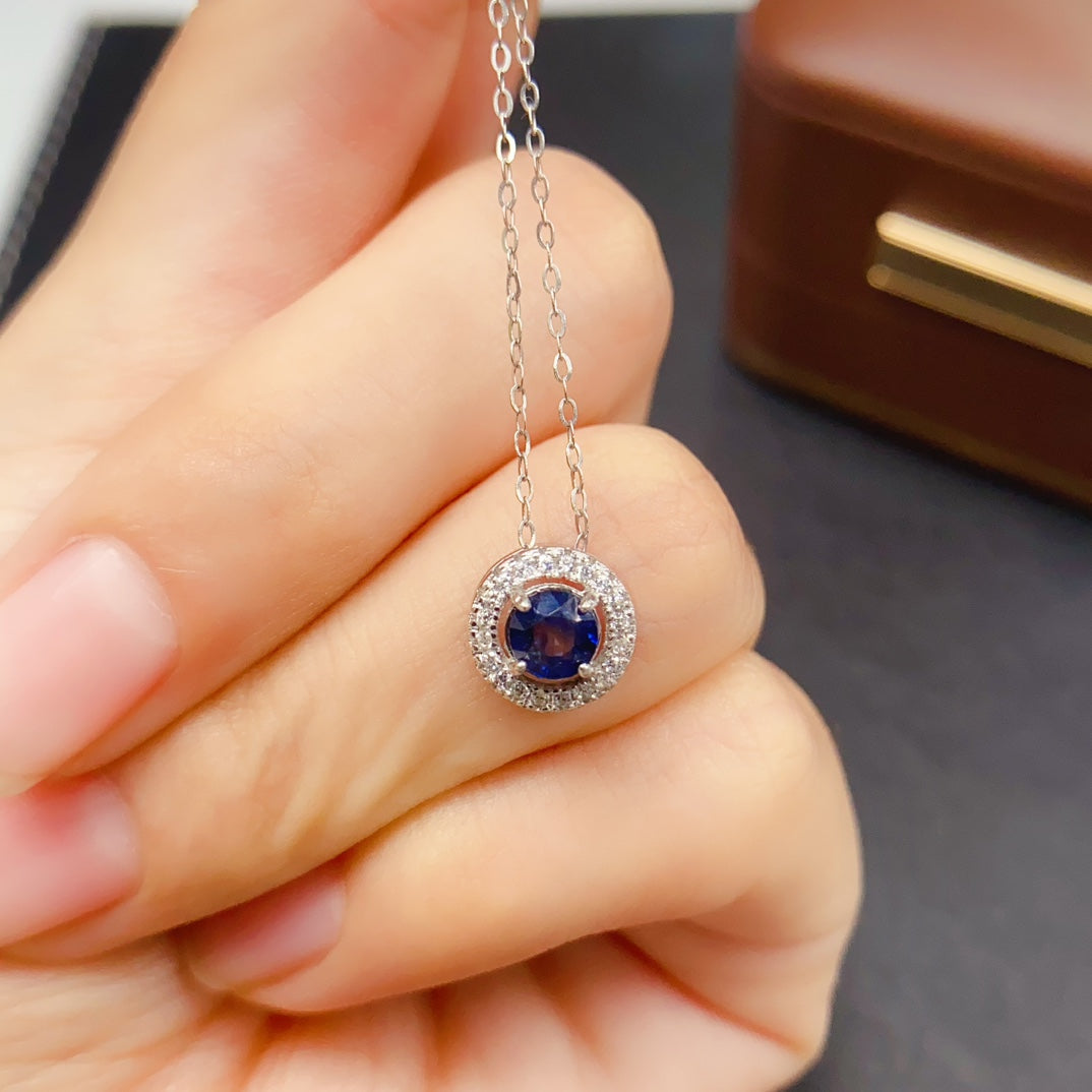 Natural Sapphire Pendant | Princess Cut Square Design Necklace | 5*5mm Genuine Gemstone | 925 Silver Dainty Chain | September Birthstone Gift For Women
