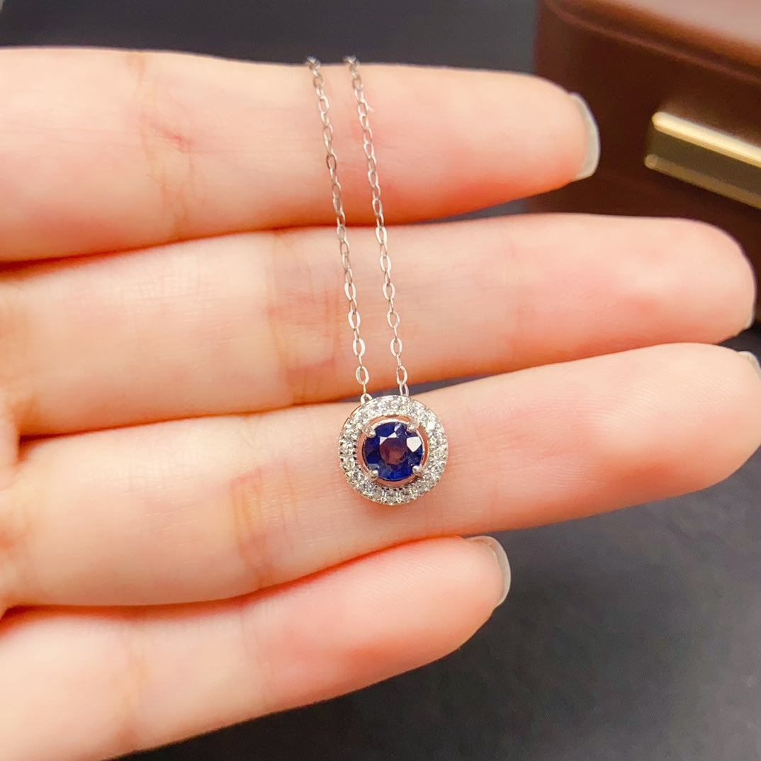 Natural Sapphire Pendant | Princess Cut Square Design Necklace | 5*5mm Genuine Gemstone | 925 Silver Dainty Chain | September Birthstone Gift For Women