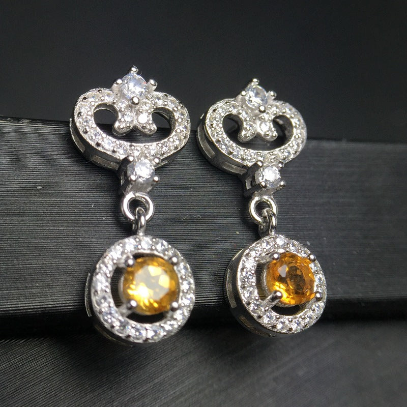 S925 Simple Trend New Design Natural Brazilian Topaz Earrings