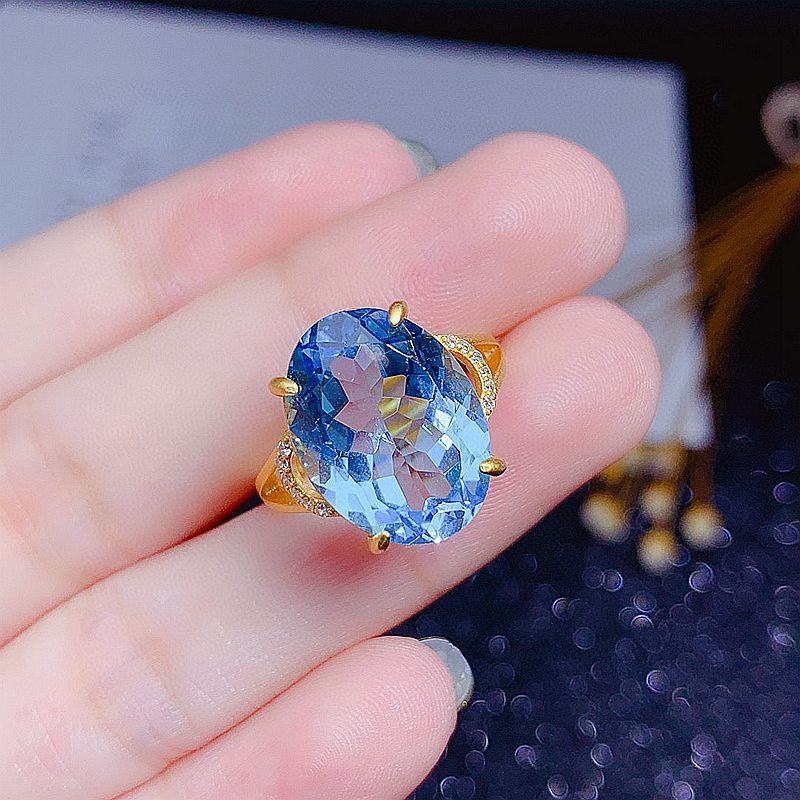 S925 High-end Fashion Natural Blue Topaz