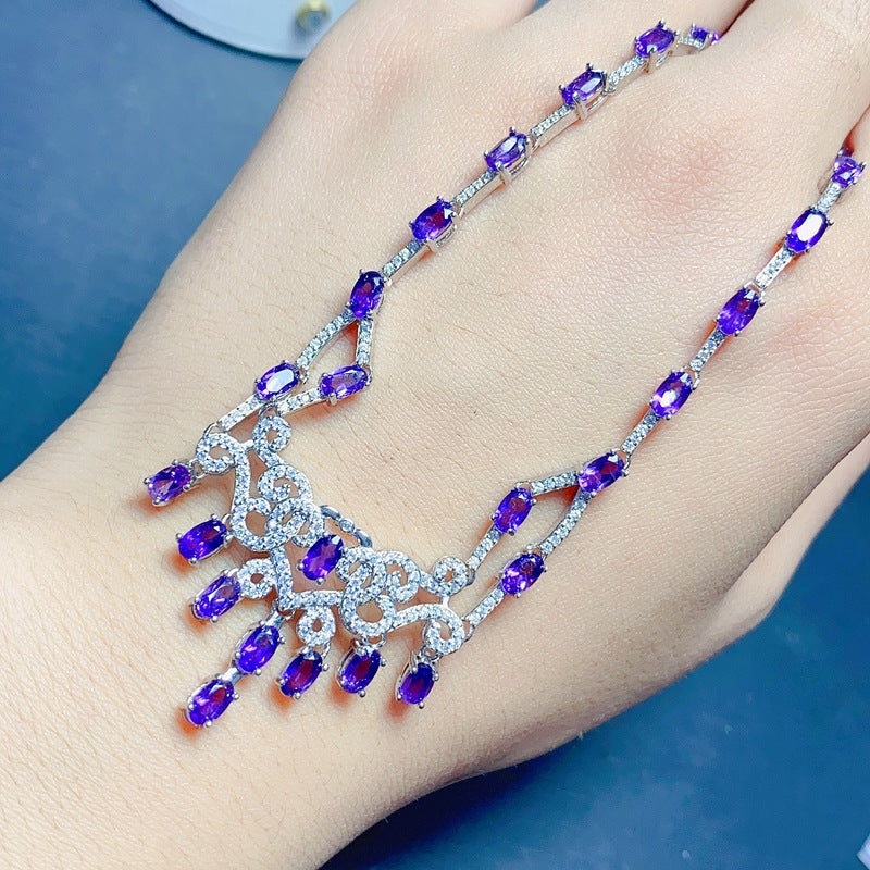 S925 Natural Amethyst Necklace 3*5mm Necklace