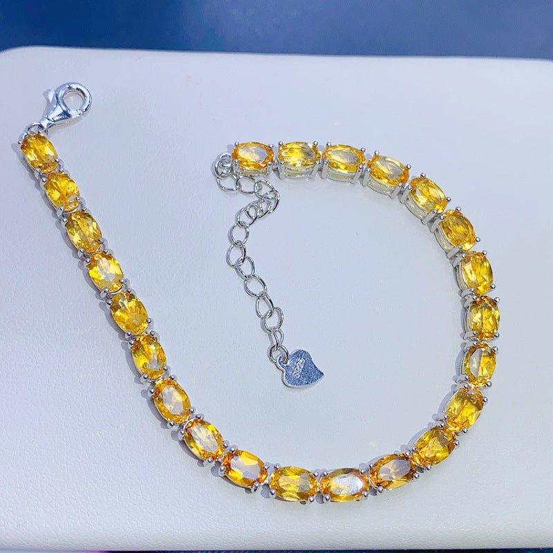 S925 Fresh and Simple Natural Citrine Bracelet