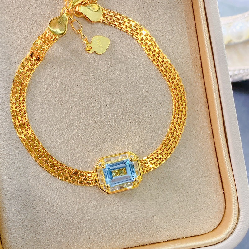 S925 Simple Atmosphere Natural Topaz Bracelet