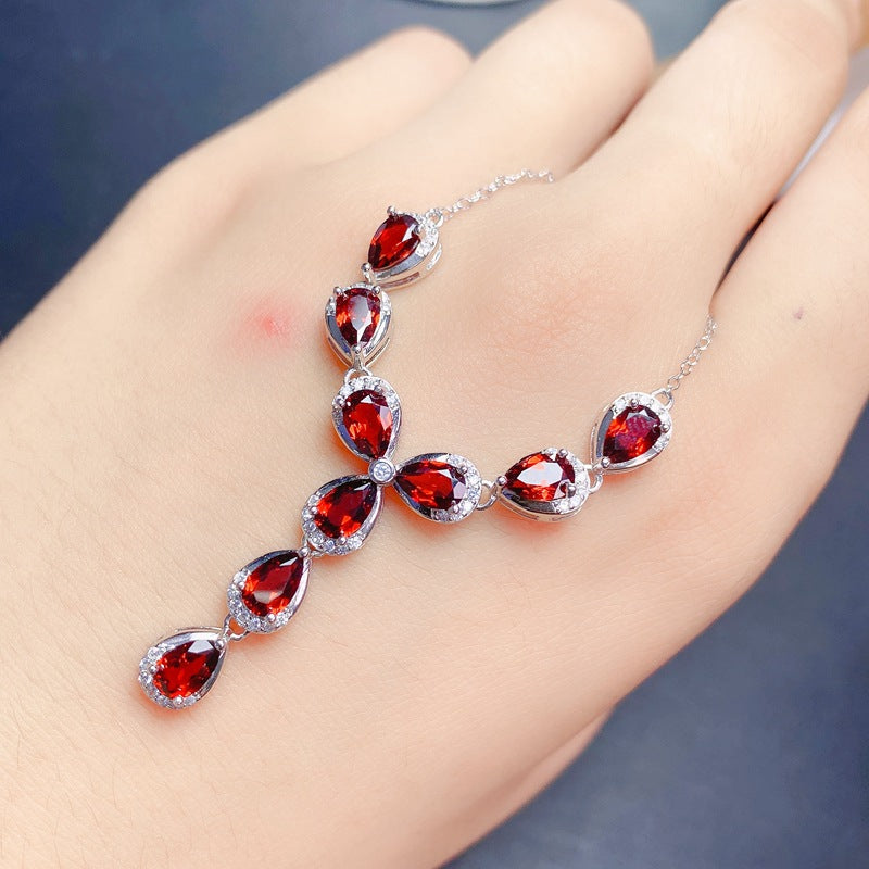 S925 Fashion Natural Garnet Necklace