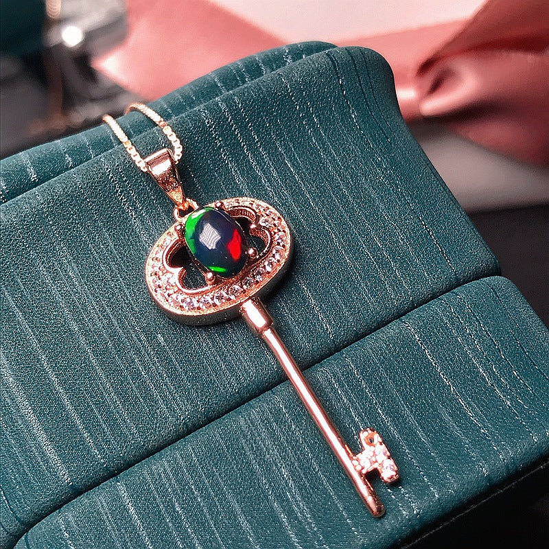 S925 Black Opal Pendant Black Opal Opal Dazzling Opal Pendant
