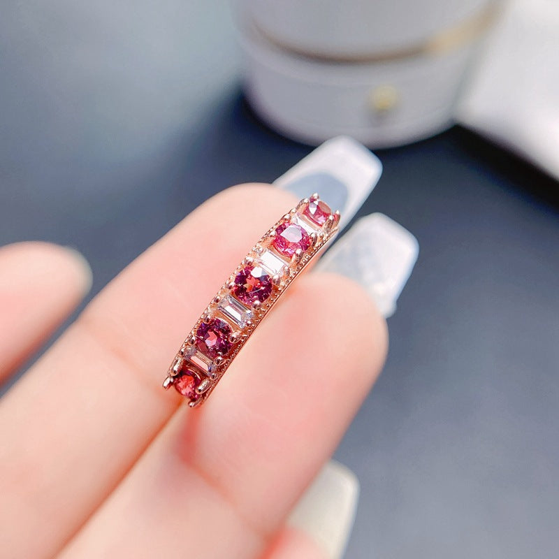 S925 Natural Magnesia Aluminum Garnet Ring