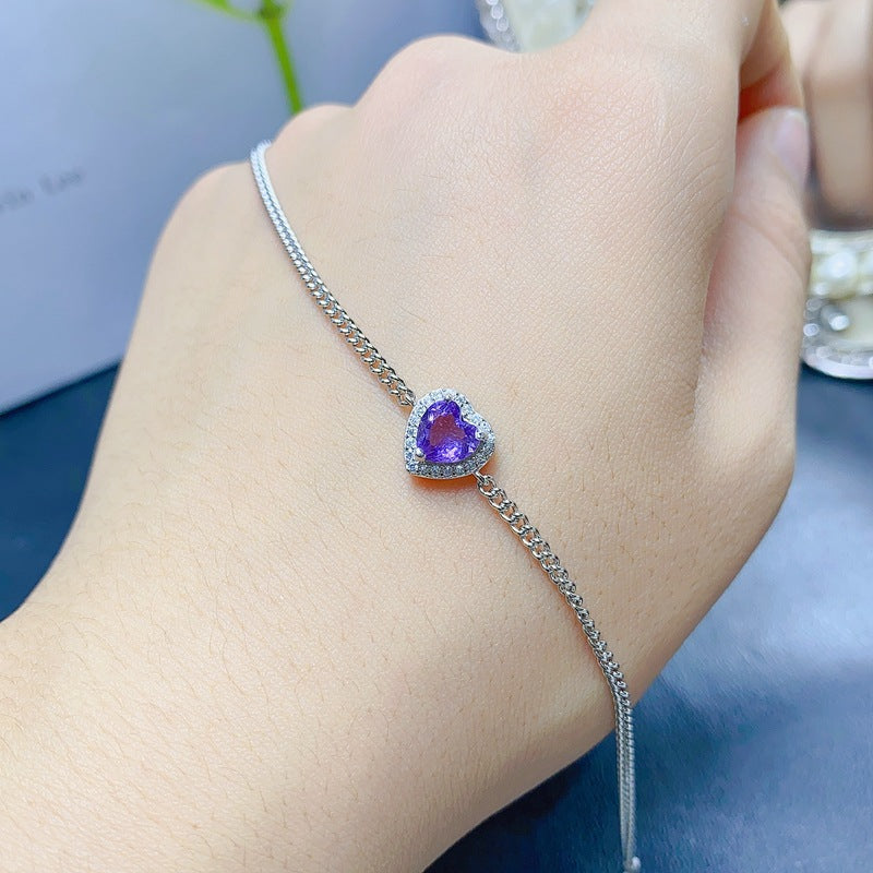 S925 Natural Amethyst Ladies Bracelet 6*6mm