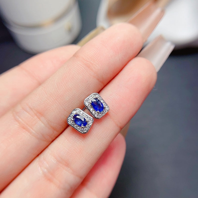 S925 Natural Sapphire Earrings