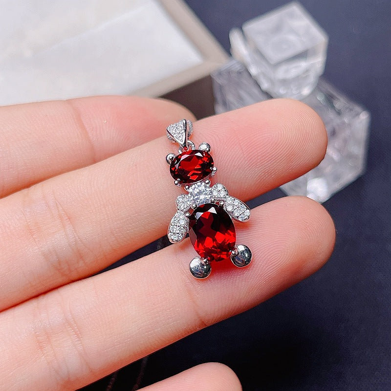 S925 Natural Garnet Pendant for Women