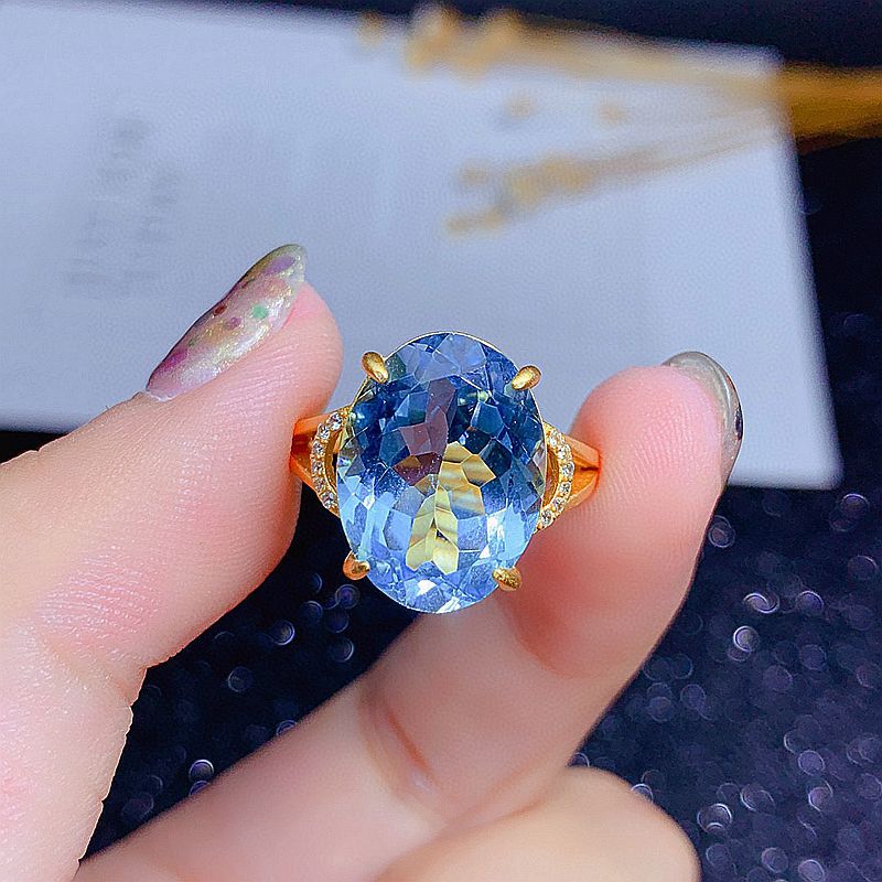 S925 High-end Fashion Natural Blue Topaz