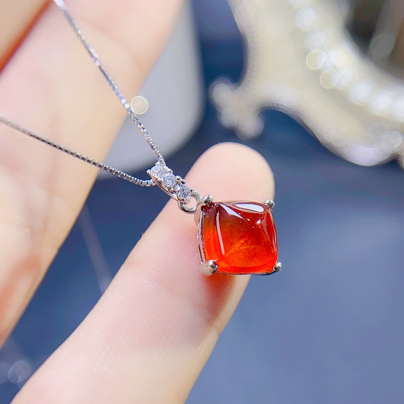 S925 Natural Tantalum Garnet Pendant
