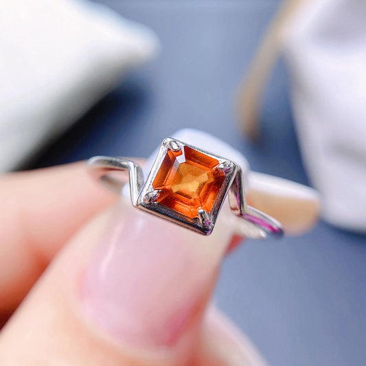 S925 Natural Fanta Garnet Ring