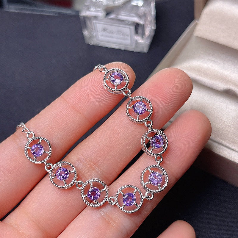 S925 Natural Amethyst Bracelet