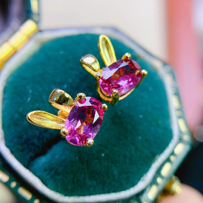 S925 Super Cute Natural Magnesia Aluminum Garnet Earrings