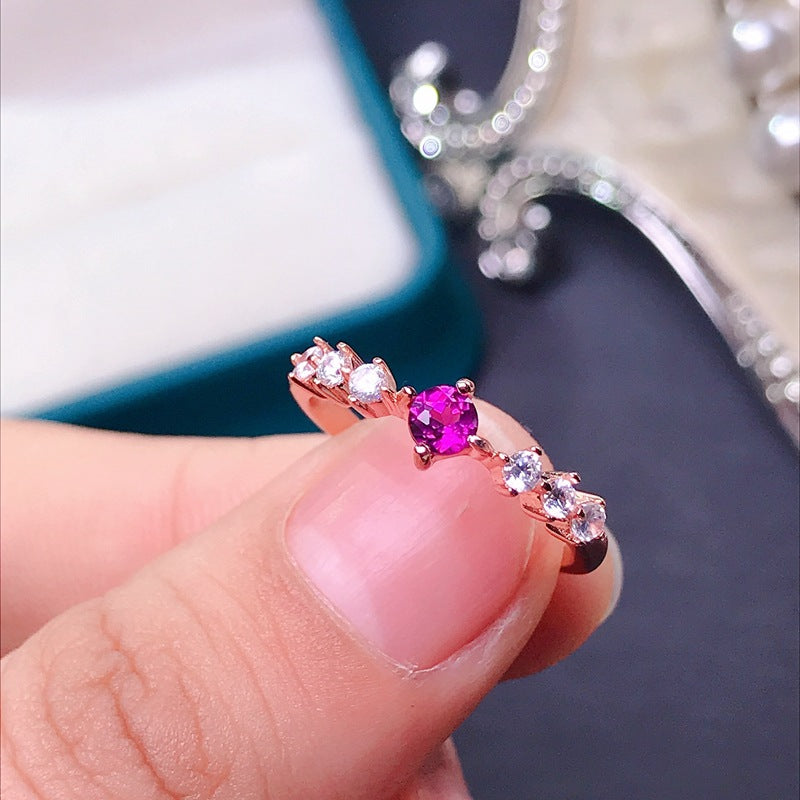S925 Garnet Adjustable Ring