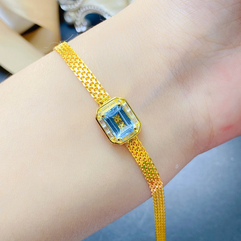 S925 Simple Atmosphere Natural Topaz Bracelet