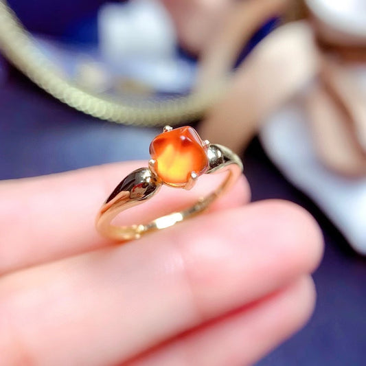 S925 Sugar Tower Garnet Inlaid Natural Fanta Garnet Ring