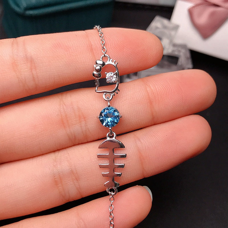 S925 Natural Swiss Blue Topaz Bracelet