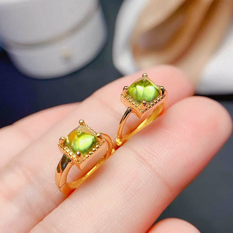 S925 Fashion Natural Tantalum Peridot Earring Buckles