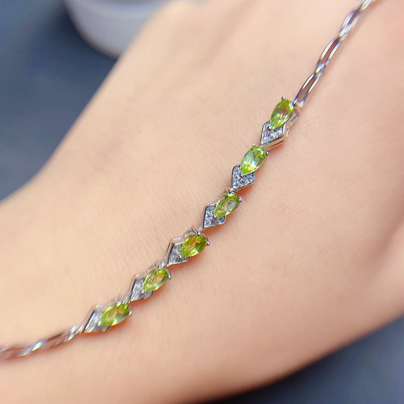 S925 Natural Peridot Bracelet