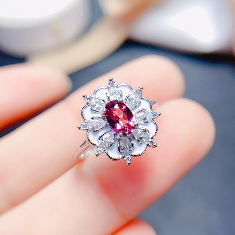 S925 New Fashion Natural Turbidite Amethyst Magnesium Aluminum Garnet Ring