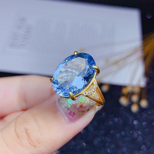 S925 High-end Fashion Natural Blue Topaz