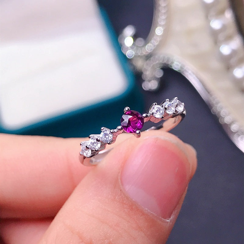 S925 Garnet Adjustable Ring