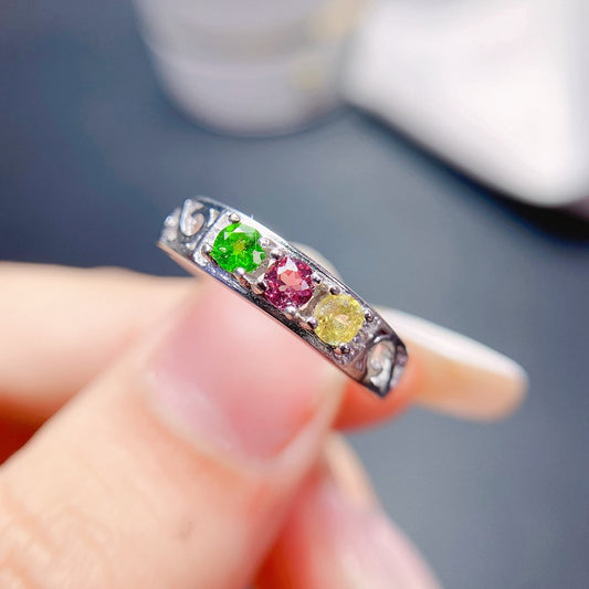 S925 Silver with Natural Tourmaline Ring