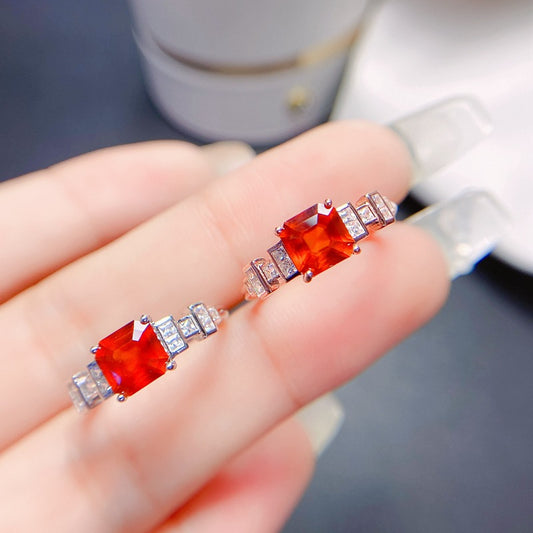 S925 Natural Fanta Garnet Ring