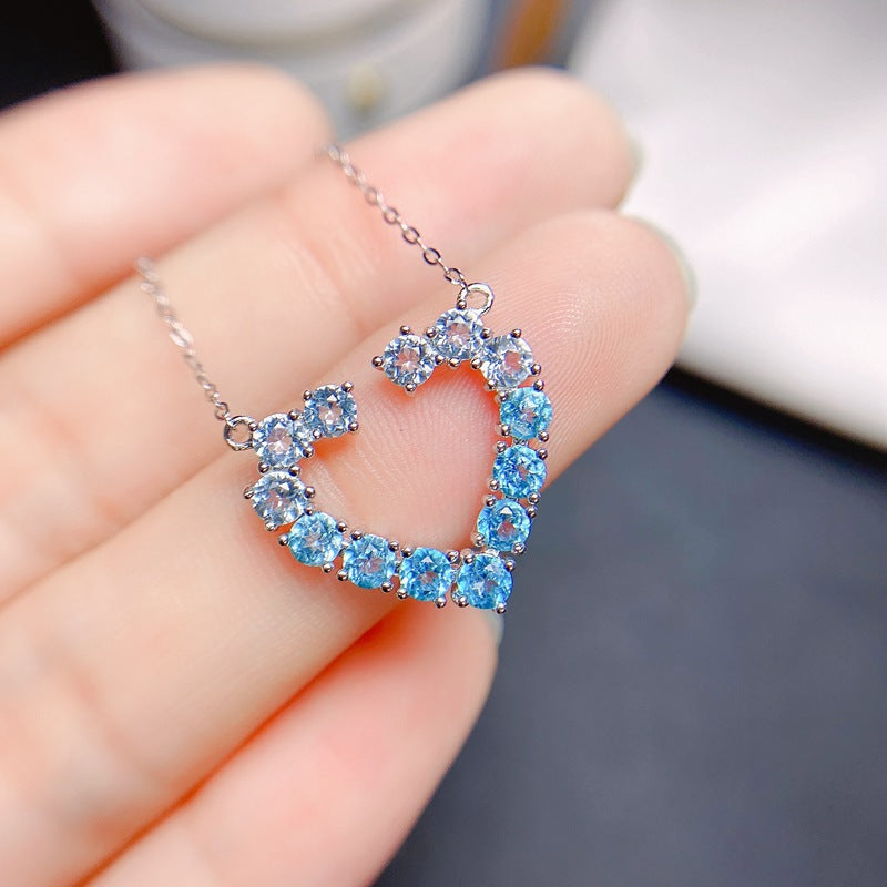 S925 Small Fresh Fashion Natural Topaz Evening Necklace