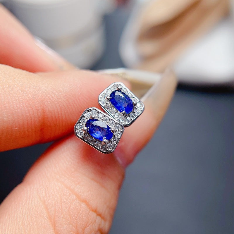 S925 Natural Sapphire Earrings